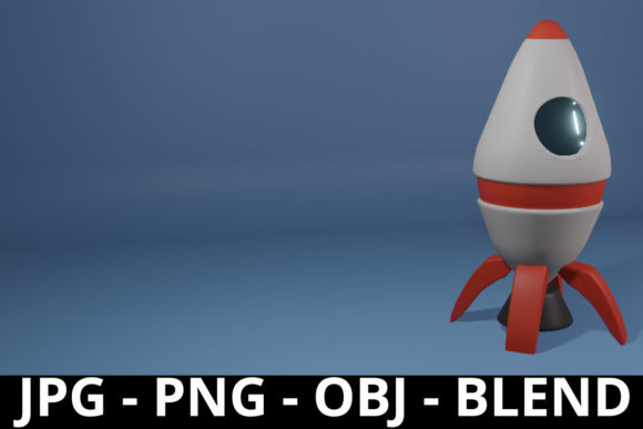 3d Rendering Cute Rocket for Background Design Projects
