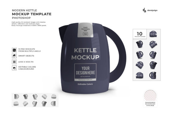 Modern Kettle 3D Mockup Bundle