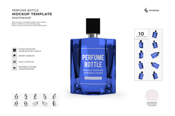 Perfume Bottle 3D Mockup Template Bundle